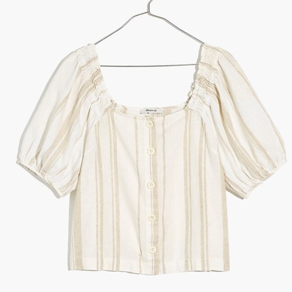 Madewell Cream Striped Linen Blouse - Picture 7 of 7